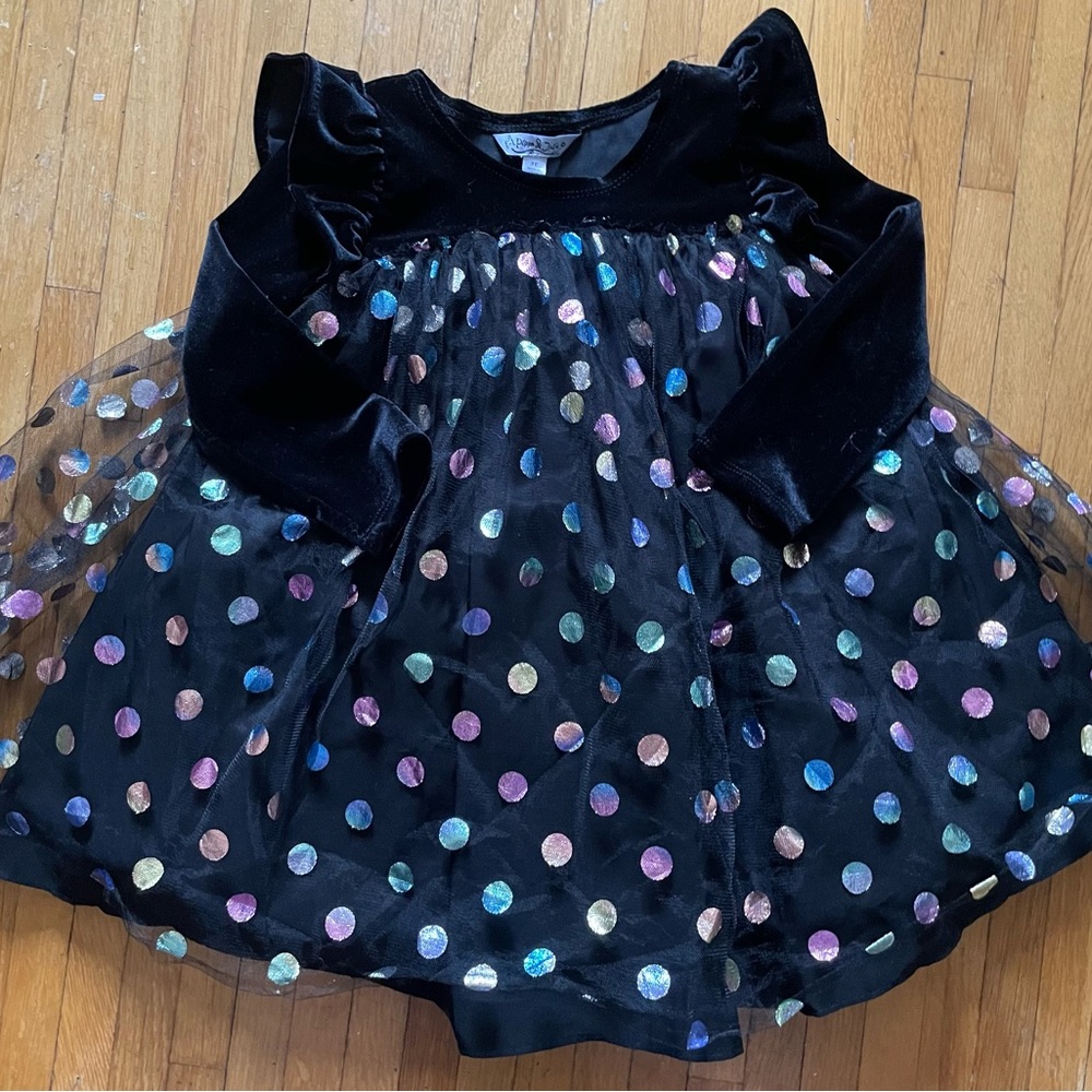 Pippa & Julie black Polkadot dress size 3T